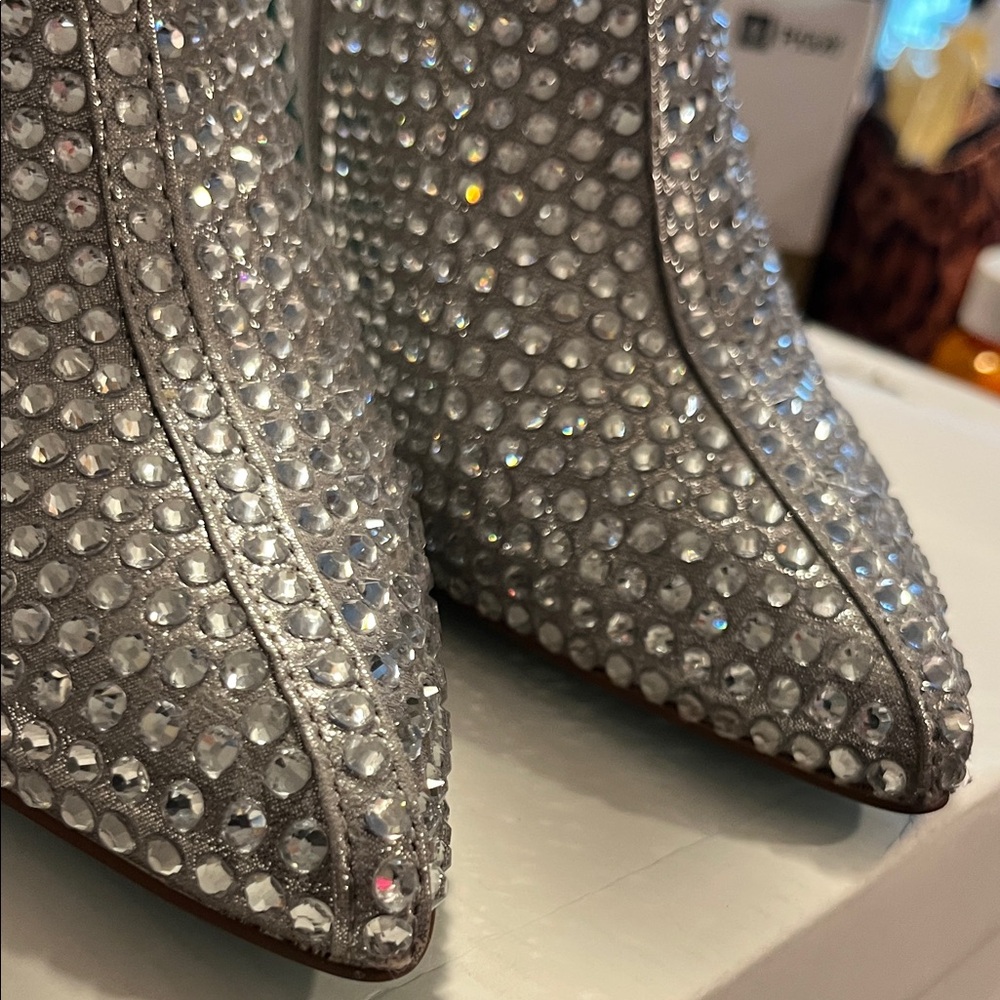 New Betsey Johnson Glittering Silver Ankle Boots Colby size 8 - Picture 10 of 16